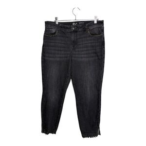 Style & Co Studded Hem Skinny Jeans Black Size 12 Stretch Ankle